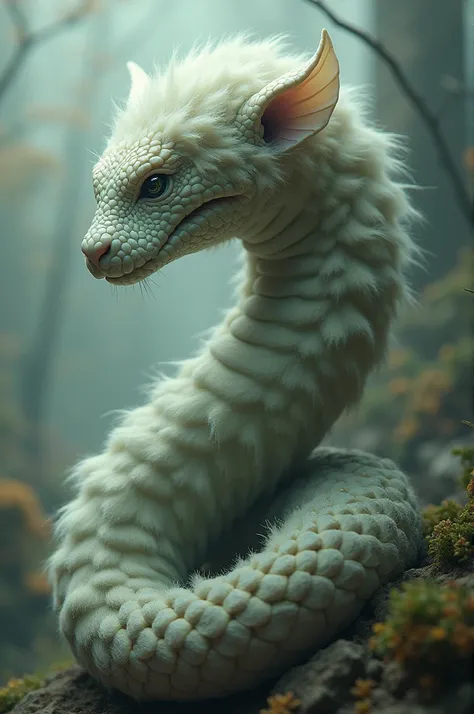 A snake with fur and human head