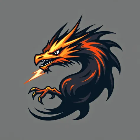 A dragons claw gripping a lightning bolt, designed as a logo, in a single color