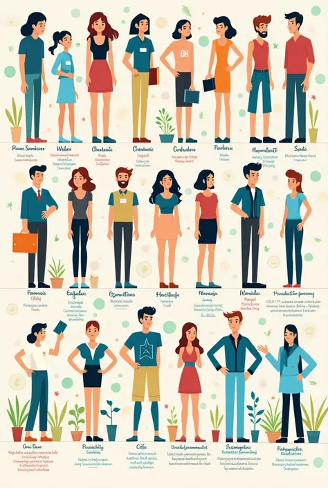 Visual  : A colorful infographic on personality types and the corresponding fields.