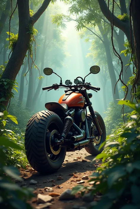 Haevy bike in jungle