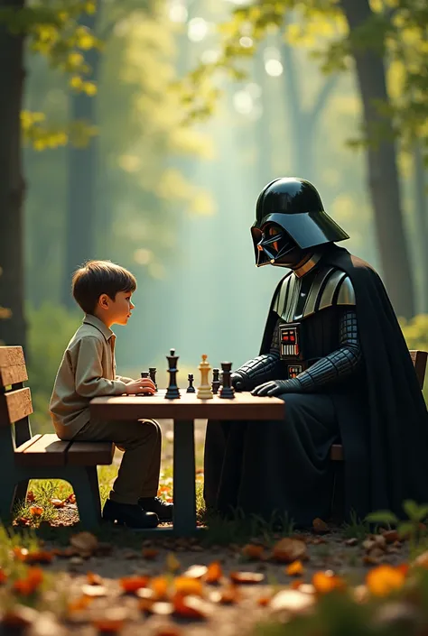 Forrest Gump and Darth Vader playing chess