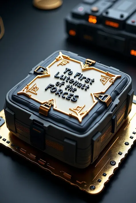 bento cake with the words  " to the first lieutenant of the Cyber Forces"