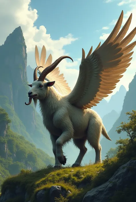 A goat with a trunk and wings