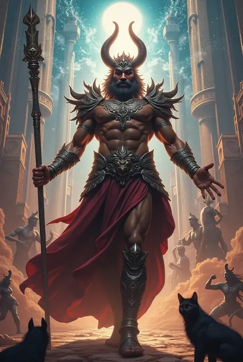 King named Jalandhar face and body every prompt similar create kare"
"Depiction of the demon king Jalandhar defeating gods in multiple battles, surrounded by a celestial kingdom as he claims victory."