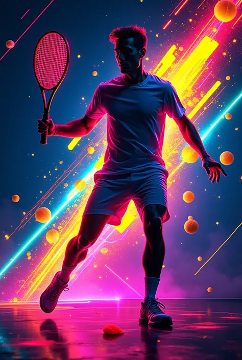 Affiche fête fluo tennis 