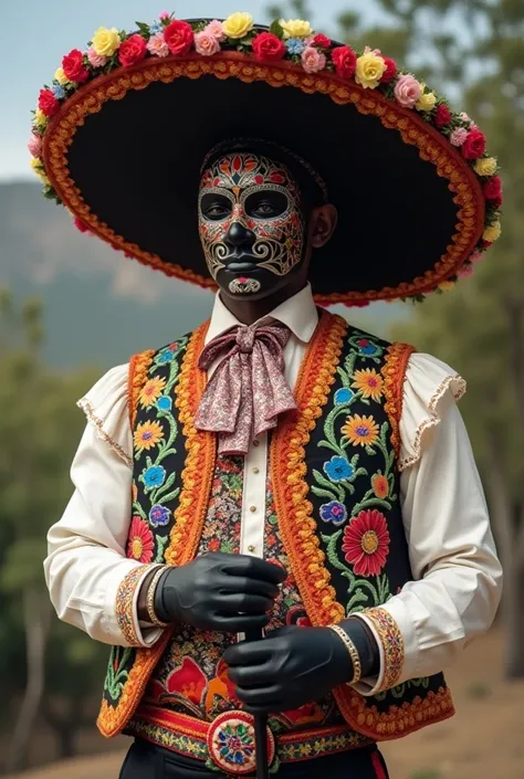 men:

mask:  Representing black faces ,  that symbolize African slaves brought during the colony.

sombrero: Wide-brimmed ,  decorated with colored ribbons and flowers .

shirt and pants :  Usually white ,  with embroidered details .

layer:  Brightly colo...