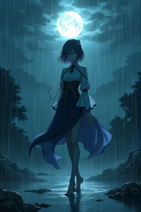 Shinobu kocho standing in rain midnight 