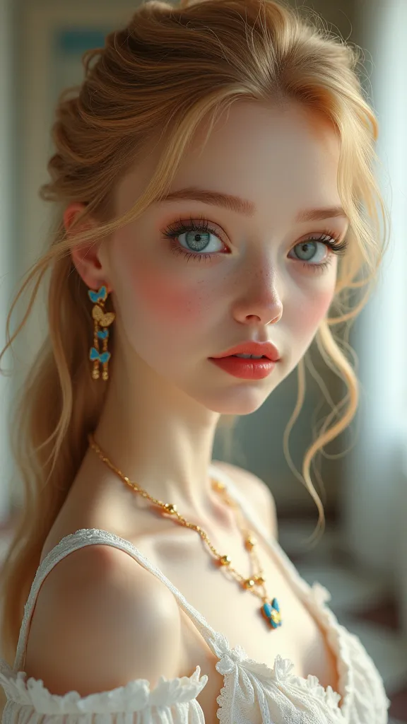 1 girl, full body shot (1.3), close up face shot (1.3), face shot, corridor, soft light, russian beauty, ((doll face 1.3)), doll...