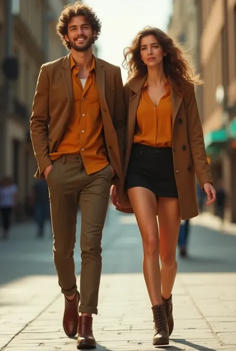  Womens Miniskirt
28 years
Caucasian
Shoulder-length curly brown hair.
Sonrisa
Ochre blouse
Ochre jacket 
Very short sexy miniskirt
Boots
Divorced woman taking a walk with a new boyfriend