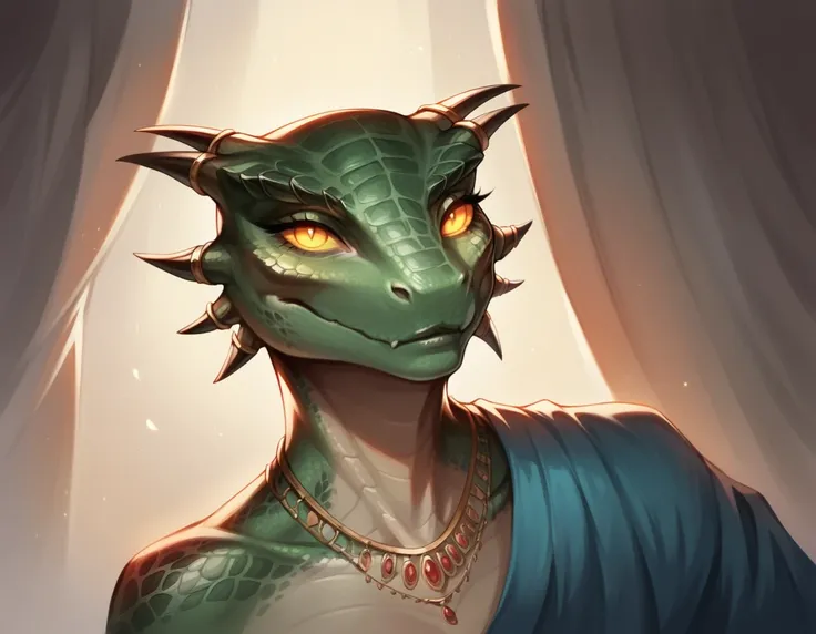 Beautiful Argonian, scales,  in sensual Arabian clothes ,  lies seductively on the bed ,  looks shy and seductive ,  high detail , 8k,  photorealistic , masterpiece,  Complex Details ,  cinematic lighting , bright colors, Elegant pose,  expressive face ,  ...