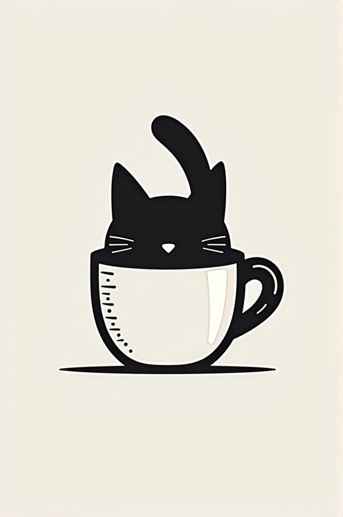 logo,coffee,cup,cat,fin,vector,black and white,minimal