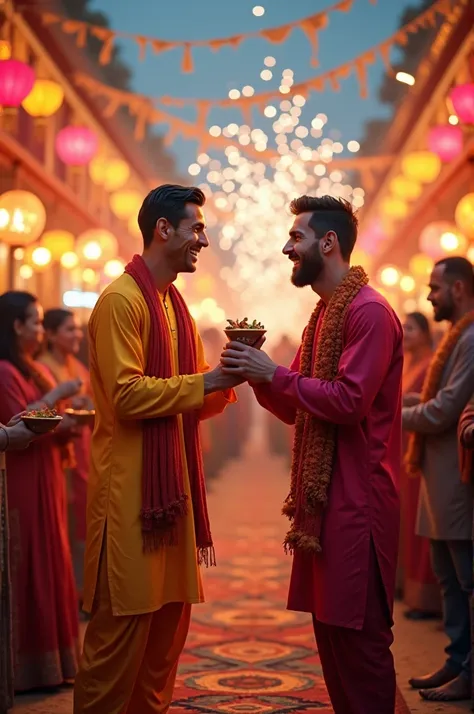 Ronaldo and messi celebrate diwali