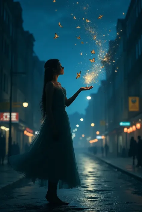 There is a night full of stars. A beautiful young girl walking in the street. And suddenly she sow a thousands of butterflays around her. She took one of them and started to talk. And butterflay wishpered her something misterious.