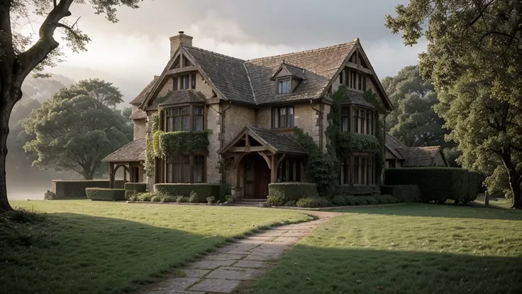 Start Prompt

A weathered stone manor atop a rugged hill, shrouded in mist. The house’s high towers and ivy-covered walls loom eerily in the soft, muted light of dawn. The camera focuses on a side profile of the house, framed by dense fog, with just the fa...