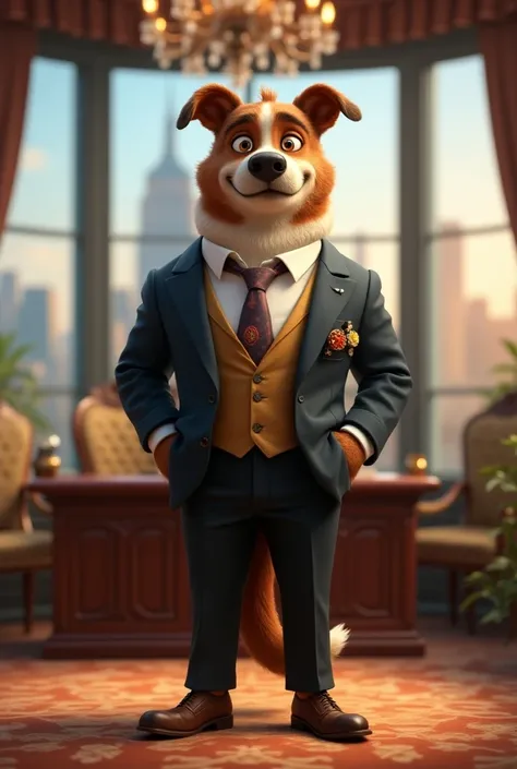 Millionaire animated Tycoon dog in costume 
