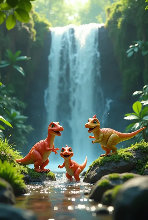  colorful Baby Dinosaurs who, Play under a , cascade deau dans la jungle, How Pixar  