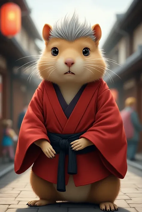 Marmot wears the costume of Sakata Gintoki, who plays the leading role in the Japanese anime Gintama
