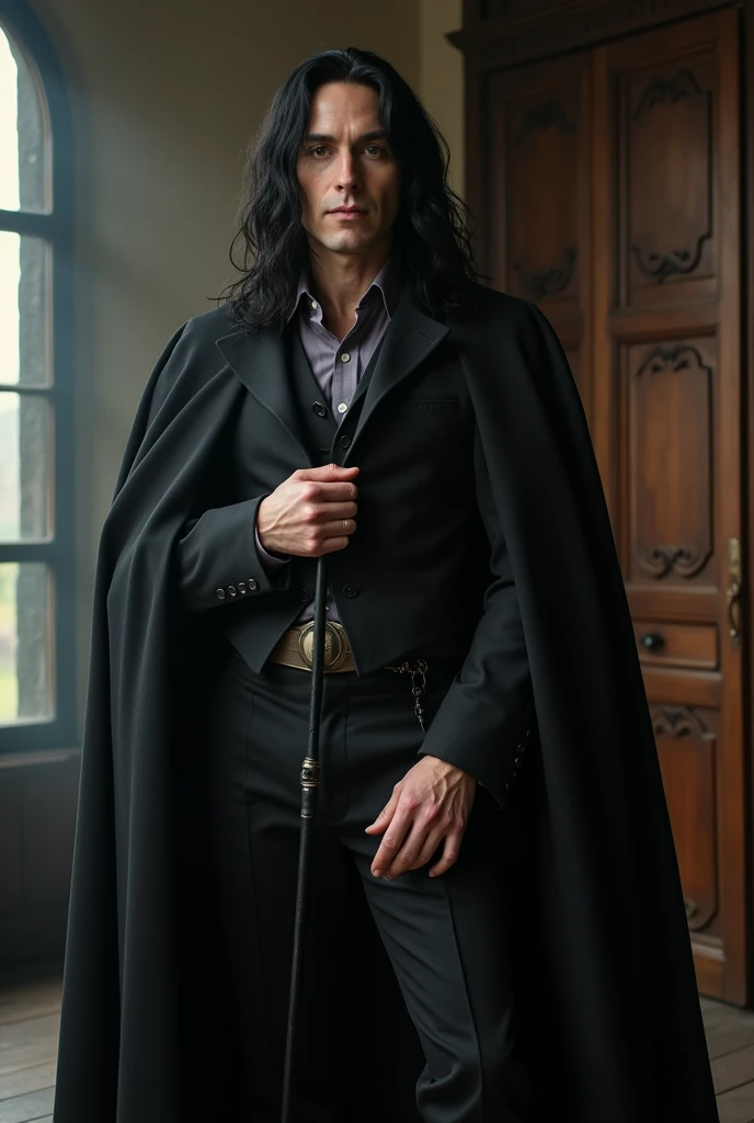 Severus Snape from the movies having sex with a little student of him. He spreads her legs and inserts a dilator 