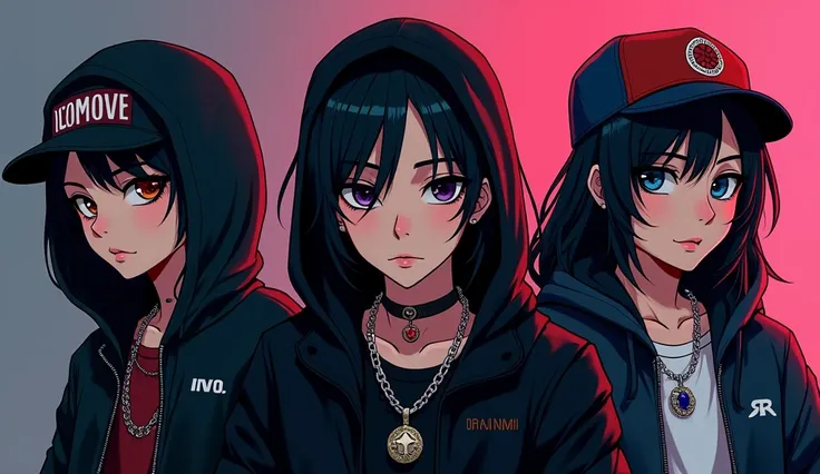  Three rapper friends with very different aesthetics:  one of them uses gothic aesthetics and has a cold look ,  another wears the urban style and denotes arrogant expression.  The third wears the bling-bling style and exudes charisma . Each one lives with...