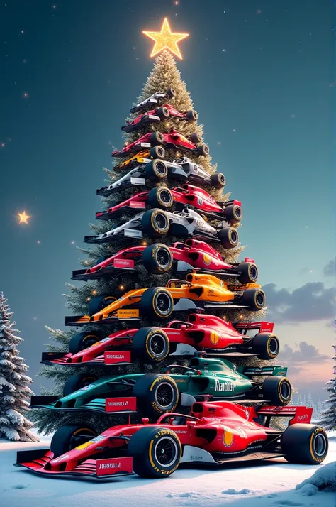 Christmas tree composed of F1 cars