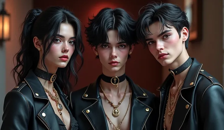 Three young friends living together ,  with very different aesthetics .  One of them wears Gothic and has a cold look ,  another wears urban or street style and denotes arrogant expression.  The third wears the bling-bling style and exudes charisma . Dark ...