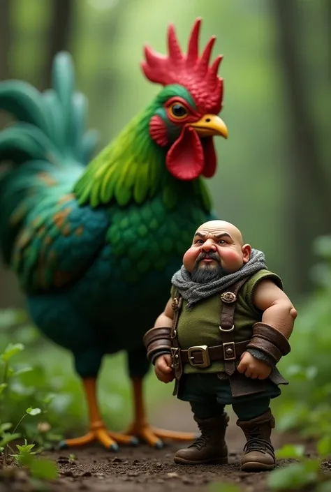 an armless dwarf against a green hen