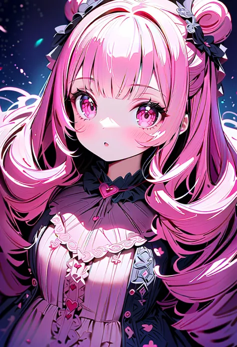 ((masterpiece)), ((best quality)), (ultra-detailed), ((kawaii)), cute, (lovely), ((extremely detailed)), 4K, (8K), best quality, (beautiful),  full body, 1 girl,young adult,solo,beautiful, pink hair,t ((beautiful eyes)),(pink eye),white-skinned,