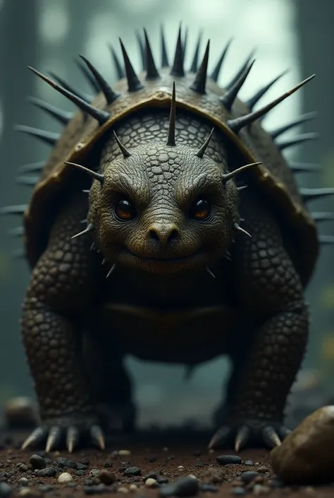 Tortoise with porcupine and 
 dangerous big eyes 