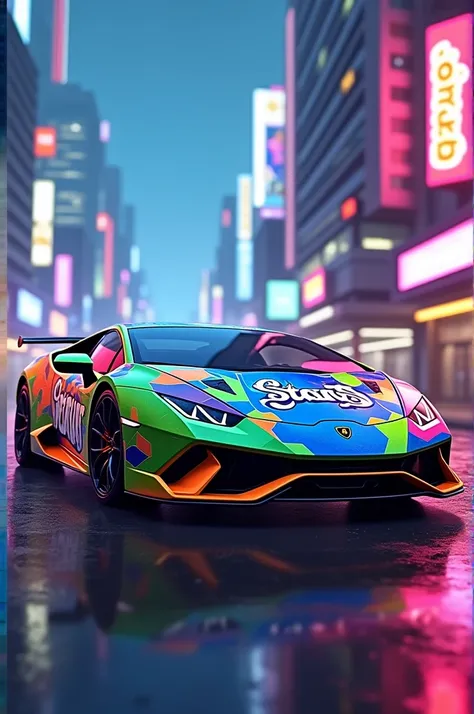 Lamborghini Hurucan with the motifs of the game Brawl Star