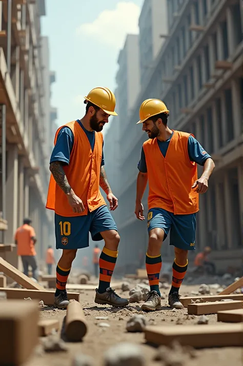 Messi and Cristiano in construction