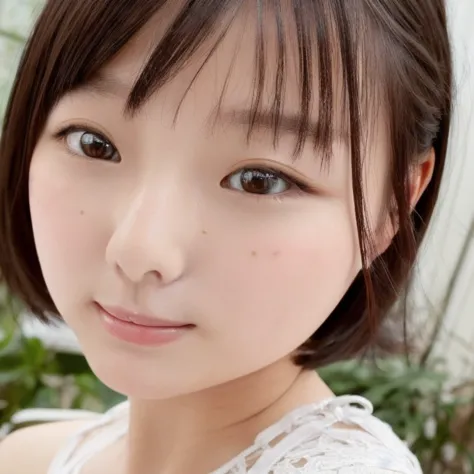 (best quality:1.5),  one woman, 21 years old、alone, short hair, round face, japanese, big eyes、small mouth