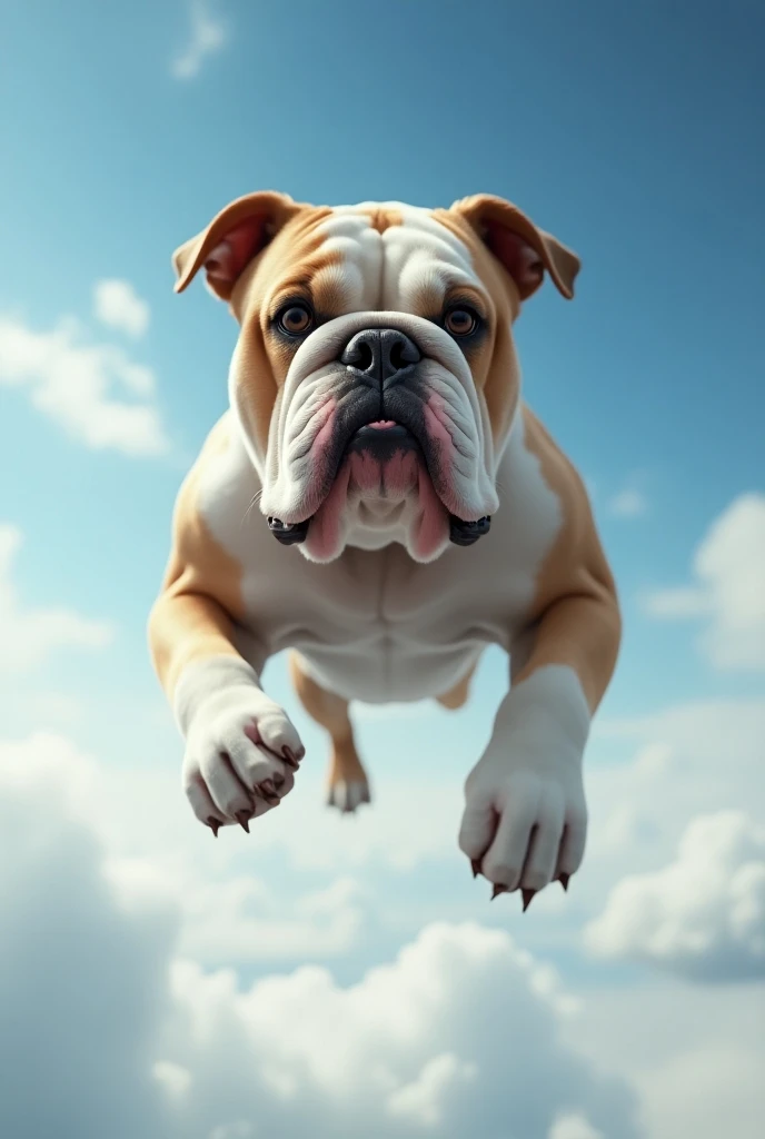 (photorealism:1.2), a beautiful bull dog flying on the sky realistic pictures 