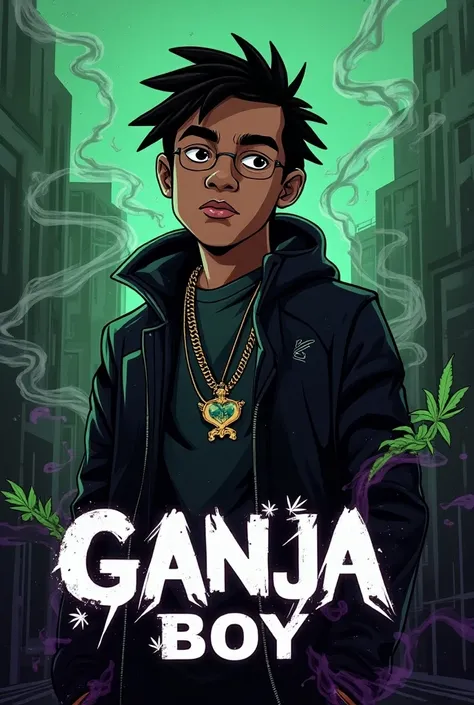 Rap album cover with references to marijuana with the name Ganja Boy