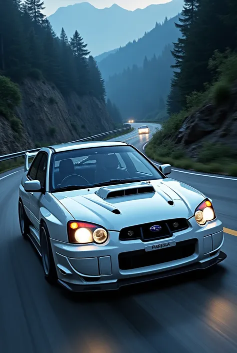 Pone a kenji fujiwara de initiald con un Subaru impreza hashback blanco 