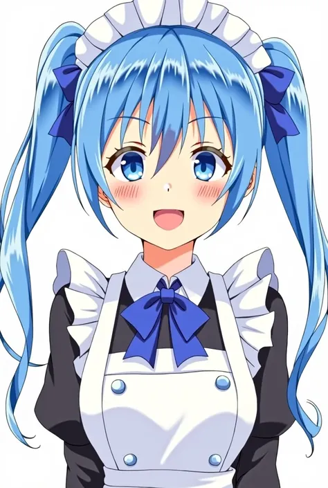  Yuki Asuna ,Twintail,  Blue Hair, Hair bow, Open mouth, Maid outfit