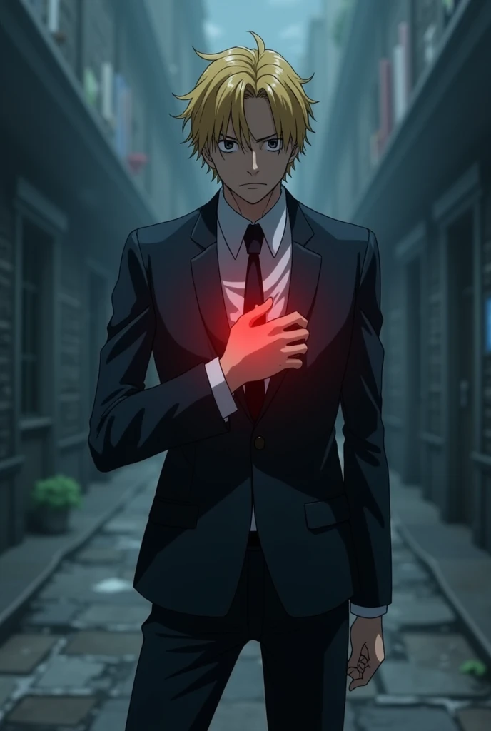 Sanji from one piece, on the other hand, stood paralyzed, holding his heart pounding