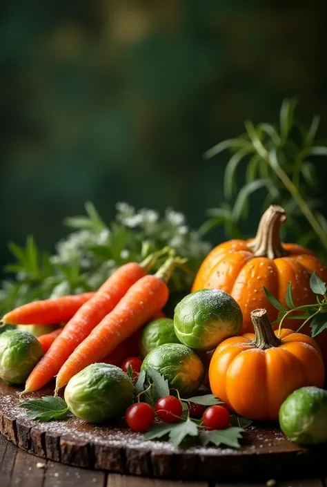 Advent season. Vegetables. Background green