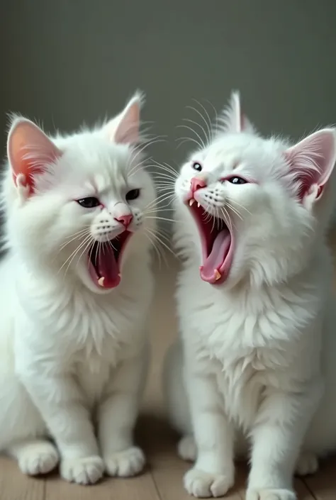 A video of two white cats crying