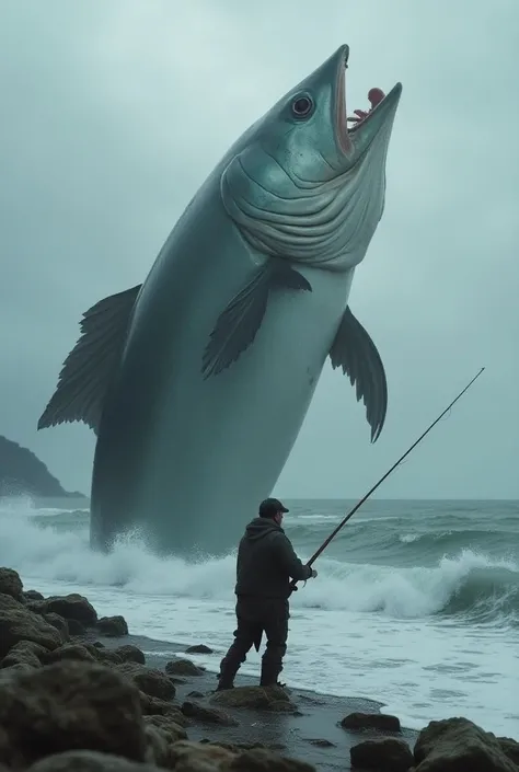 Man fishing with big fish