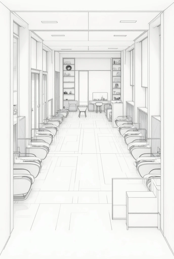 Colourless plan of a beauty salon 