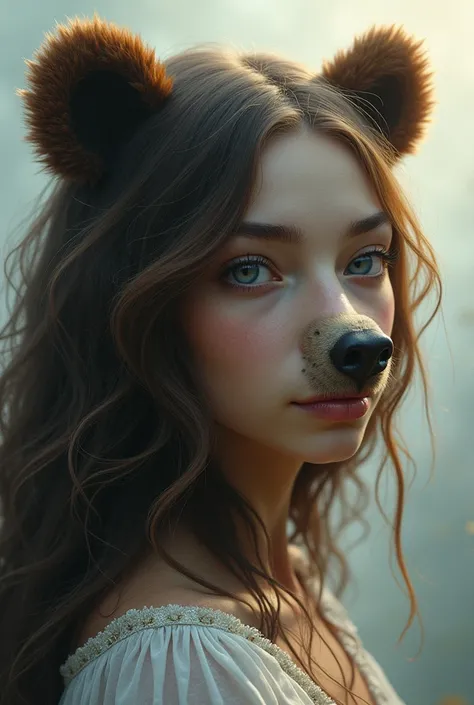 Create a beautiful girl with a bears face