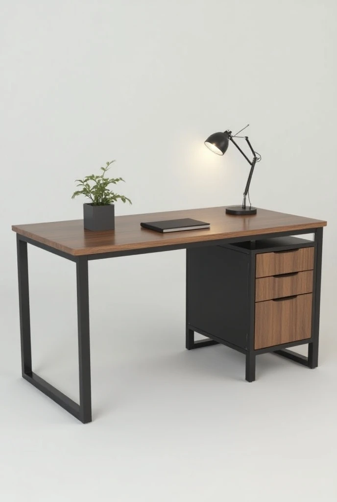 Make a small, easy-to-assemble desk, Desk color gray and brown 
