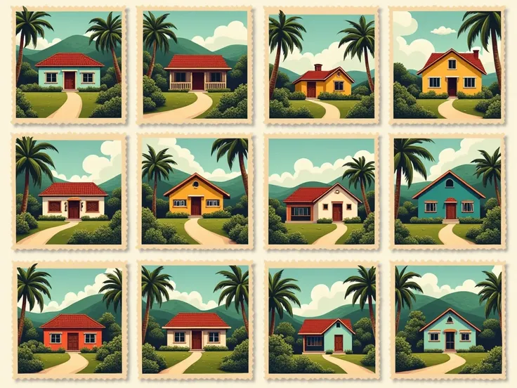 10 Post-it avec des photographies de maison en Paysage en Guadeloupe.