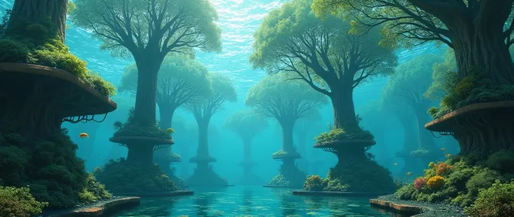 Hydroponic farming big trees. The Sea hydroponics forming for Sea food