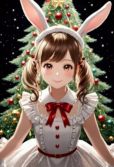  Pocky　Cute Rabbit　smile　happiness　Gorgeous　 Christmas Trees That Arent Too Real　masterpiece　Best Quality　　 High Quality 　HIGH GRADE 　 Premium 　 high contrast　 Photon Mapping 　Double Exposure　Diamond particles　 DELICATE DETAILS 　ribbon　race　Frills