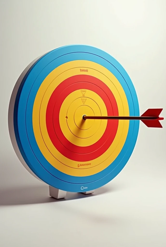  An arrow in a target and the target contains the color red,yellow and blue only  