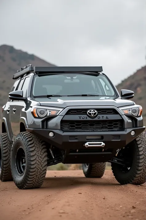 Photo of a third generation Toyota 4runner in its gray ,  color with a front bumper immating an ARB while maintaining its original bumper