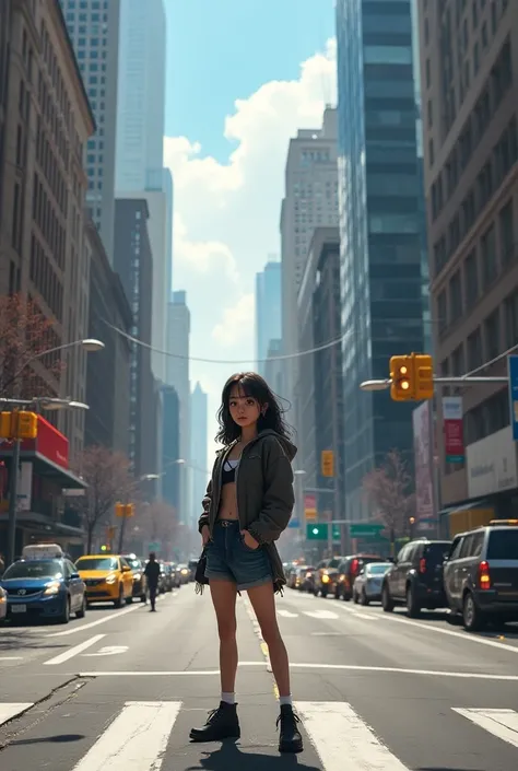 Girl in the middle of a street 