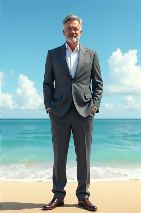 Man in a suit on the beach 