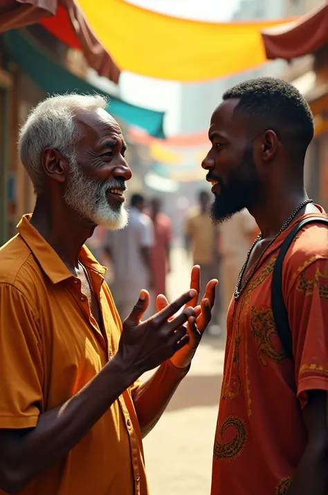 African man talking to his friend 